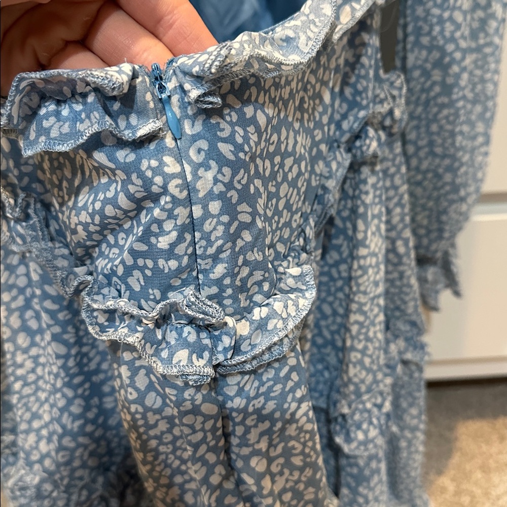 Dusty Blue Ruffle Dress - Picture 4 of 8
